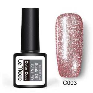 8ml Nail Art Shining Glitter Sequins Platinum Paint Gel Crystal Nail Art Soak off Platinum Rose Gold UV Gel Nail Polish