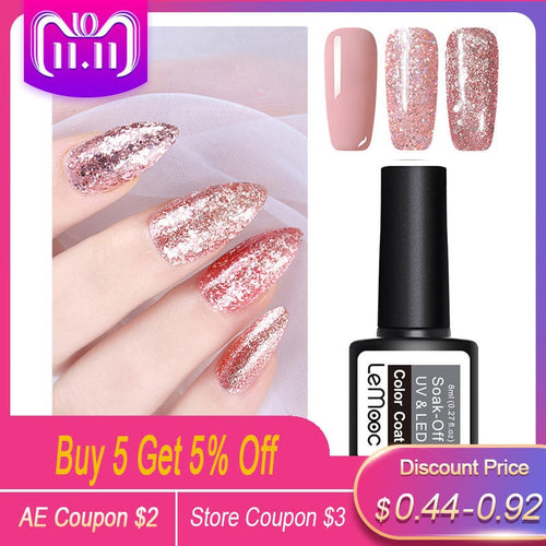 8ml Nail Art Shining Glitter Sequins Platinum Paint Gel Crystal Nail Art Soak off Platinum Rose Gold UV Gel Nail Polish